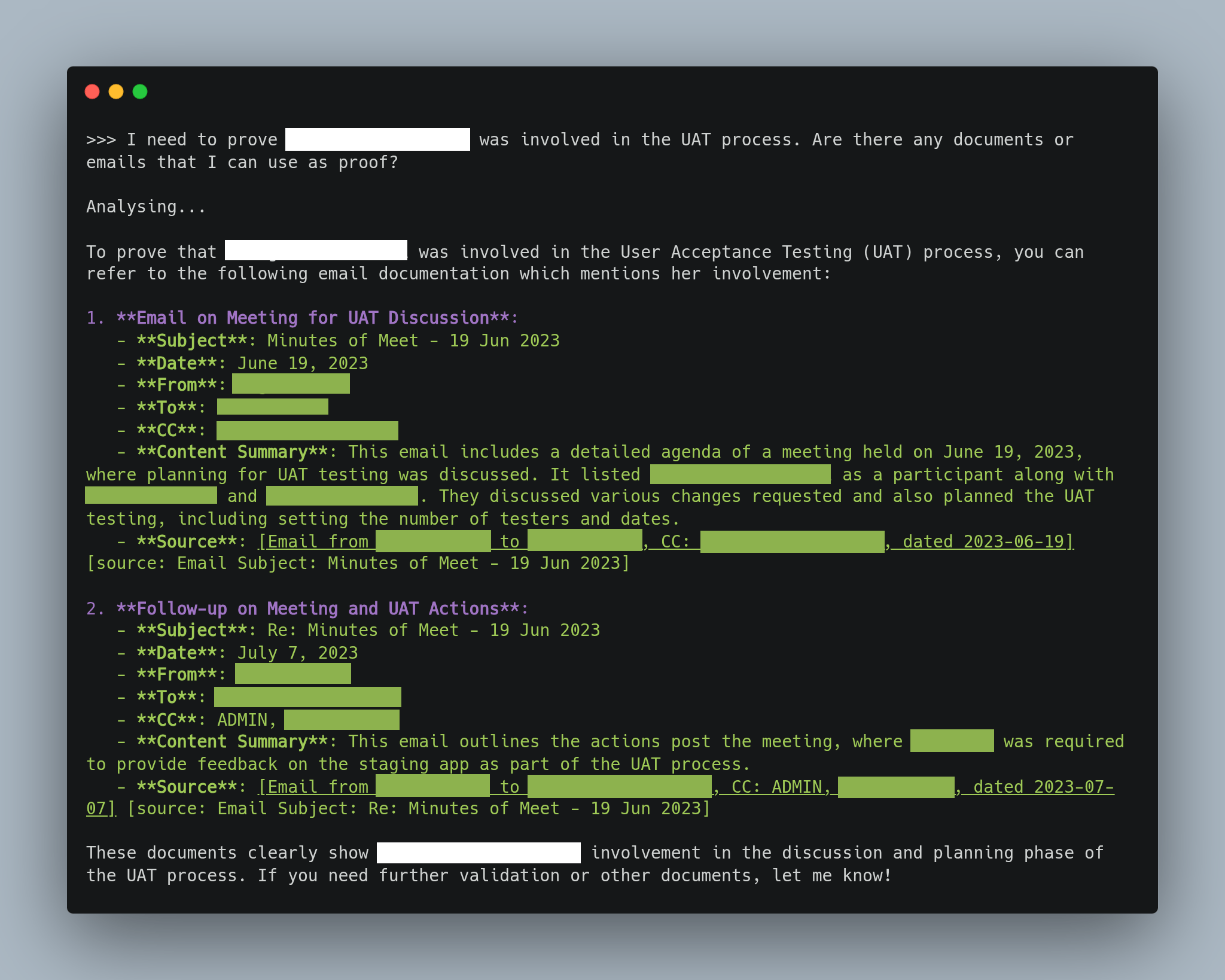 Exhibit AI CLI screenshot 3
